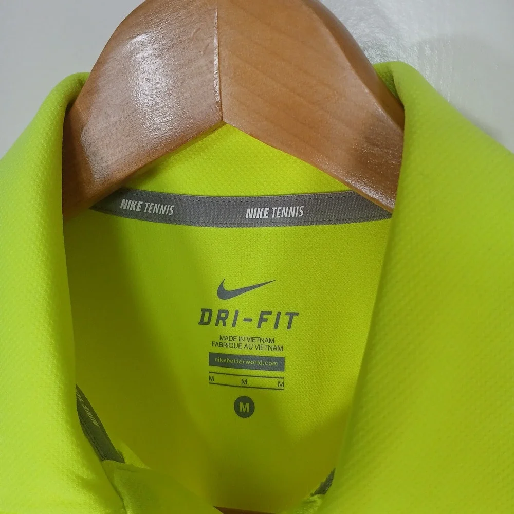 Nike‎ Tennis Polo Shirt Kids Medium Neon Yellow Volt Dri-FIT 522356-702
